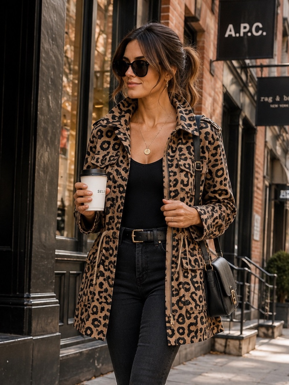 Ellison Leopard Print Utility Jacket Safari Anorak Cotton Size Medium